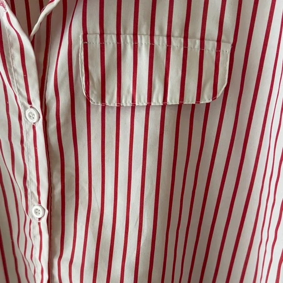 Red and White Striped Button-Up Shirt - Picture 3 of 6